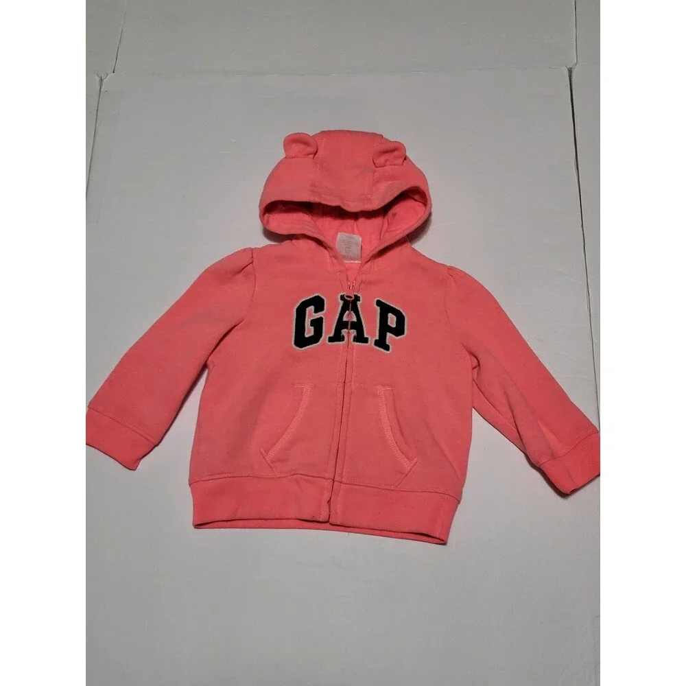 (#L5) Baby Gap fleece Orange Full zip jacket 6-12m